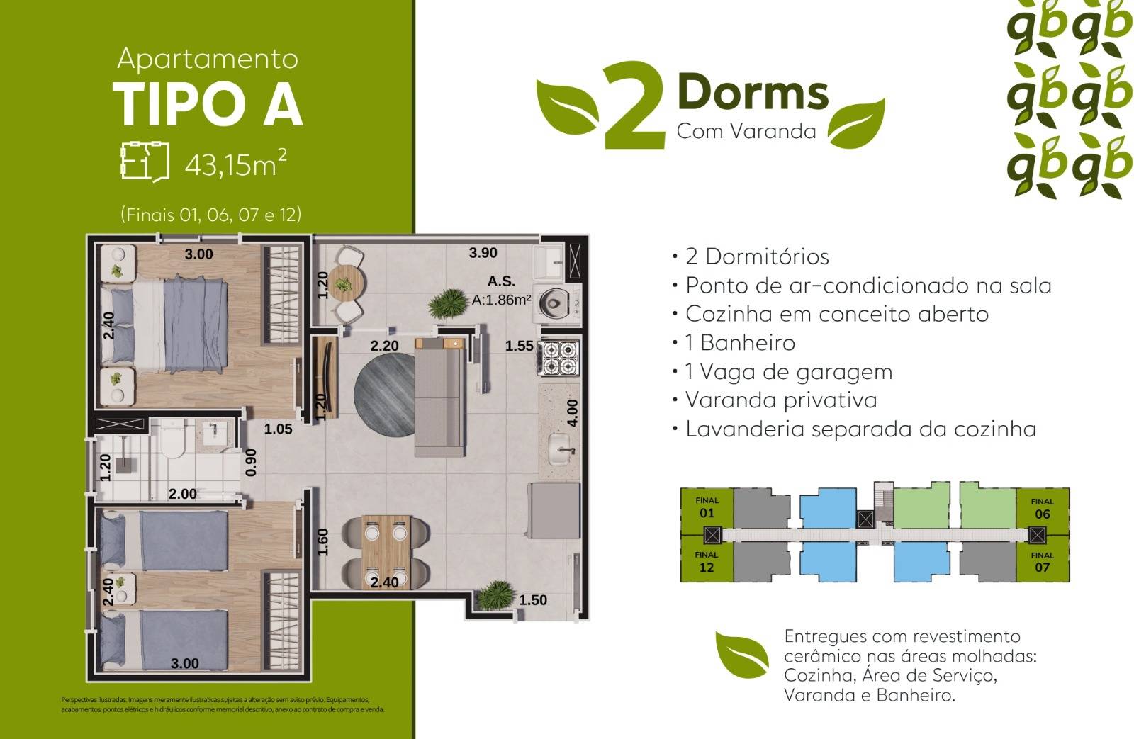 Apartamento, 2 quartos, 43 m² - Foto 2