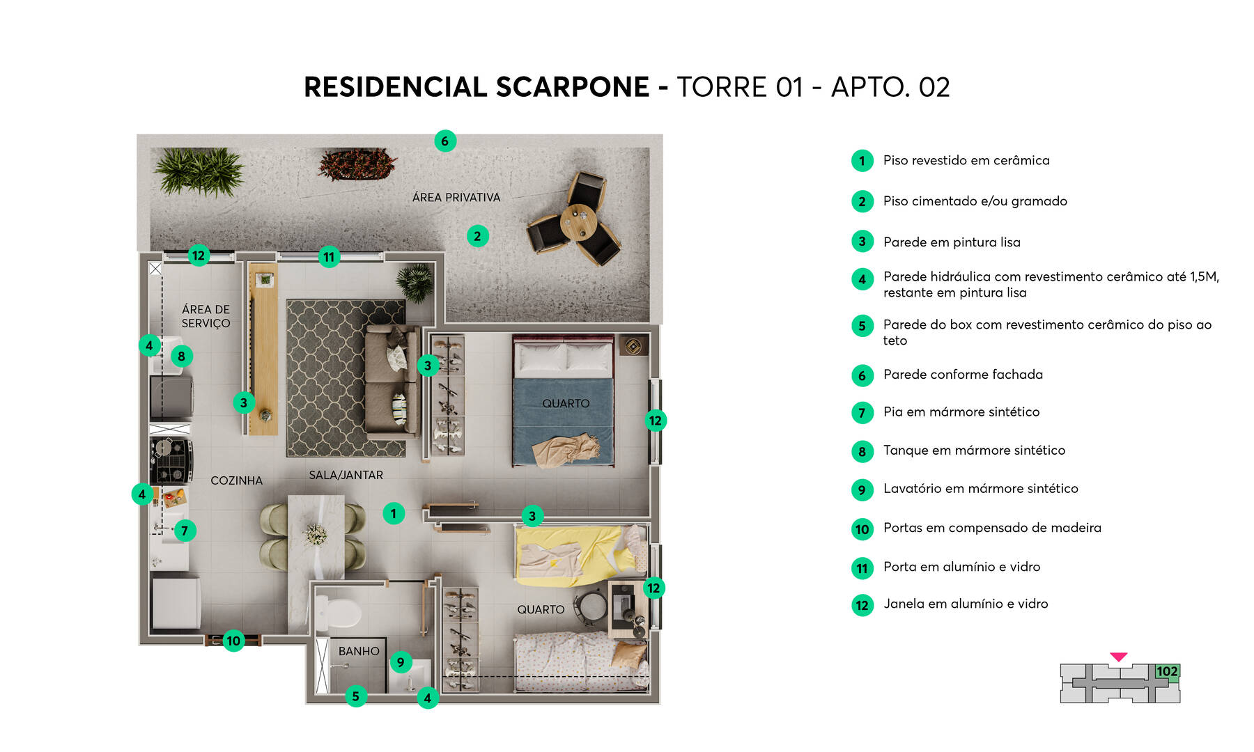 Apartamento, 2 quartos, 43 m² - Foto 8