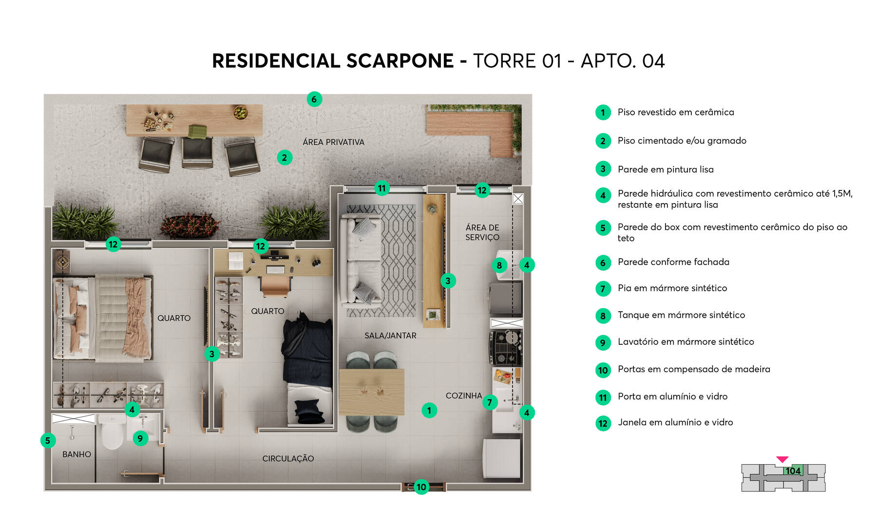 Apartamento, 2 quartos, 43 m² - Foto 9